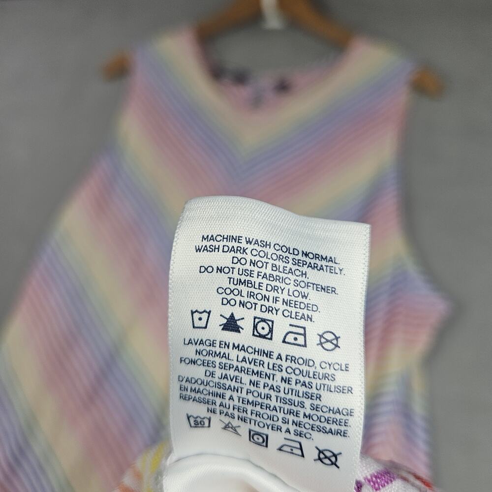 Lands' End Linen Dress Womens Plus 2X Rainbow Stripe Pockets Coastal Colorful - Picture 5 of 11